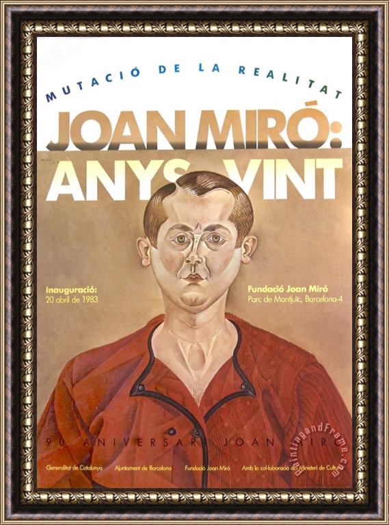 Joan Miro Anys Vint 1983 Framed Painting