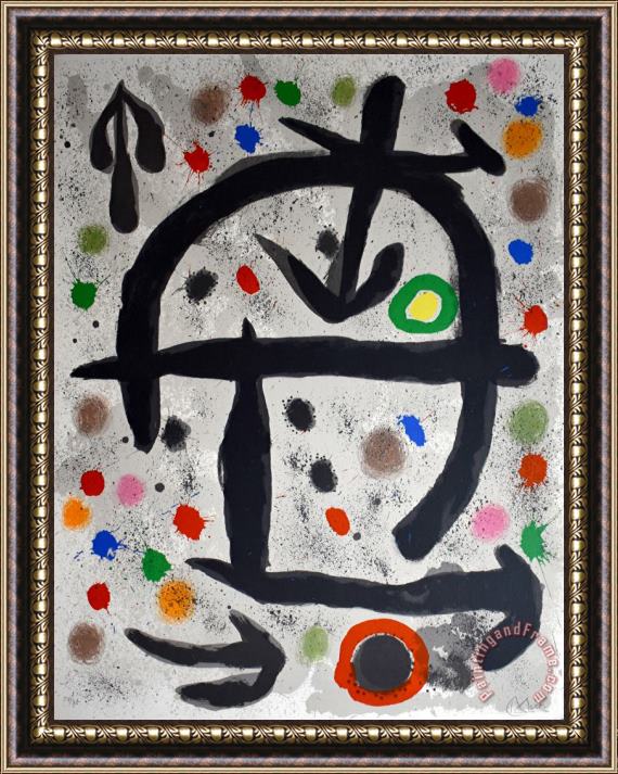 Joan Miro Composition V, From The Perseids Les Perseides, 1970 Framed Painting
