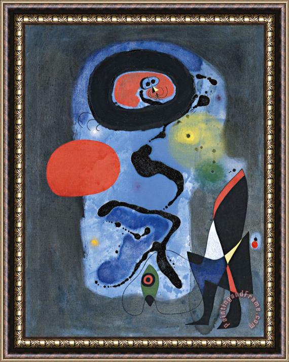 Joan Miro The Red Sun (le Soleil Rouge) Framed Painting