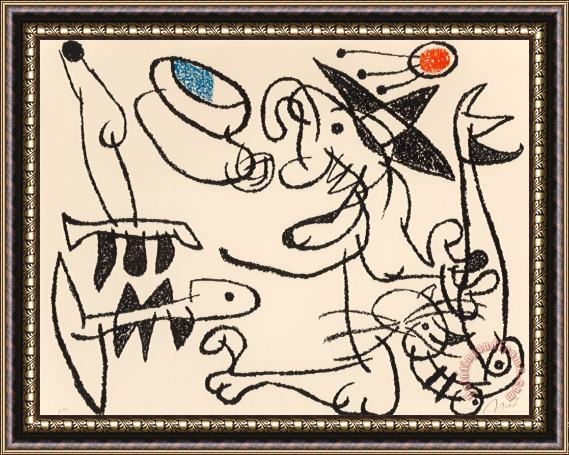 Joan Miro Untitled, Pl. 29, From Ubu Aux Baleares, 1971 Framed Painting