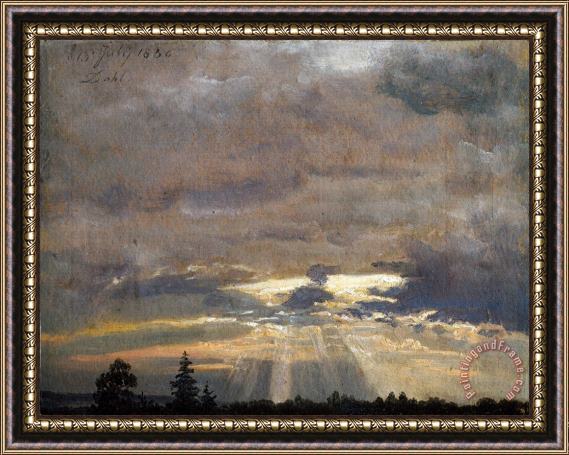 Johan Christian Dahl Cloud Study with Sunbeams Framed Print