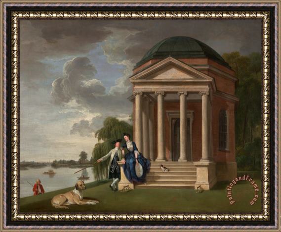 Johan Joseph Zoffany David Garrick And His Wife by His Temple to Shakespeare, Hampton Framed Painting