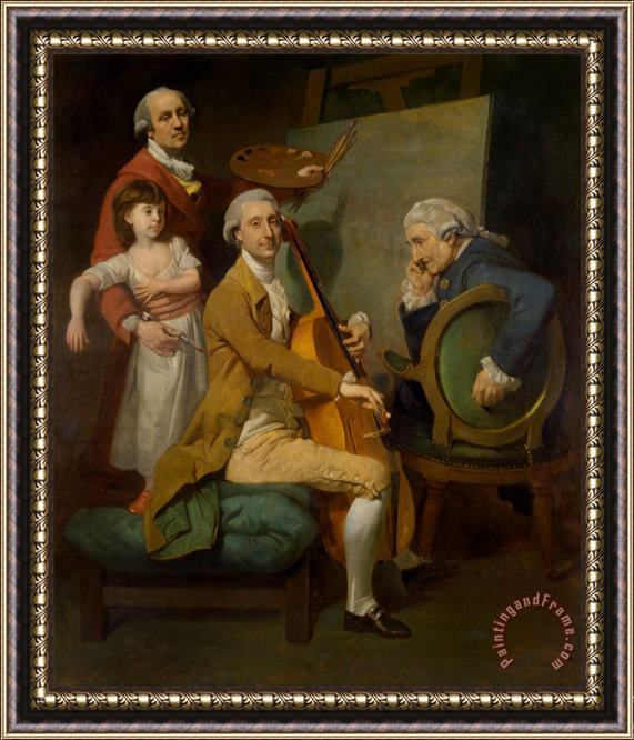 Johan Joseph Zoffany Self Portrait with His Daughter Maria Theresa, James Cervetto, And Giacobbe Cervetto Framed Painting