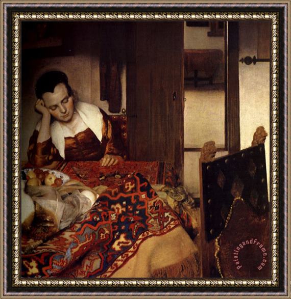 Johannes Vermeer A Maid Asleep Framed Painting