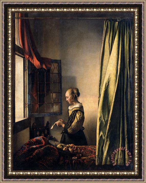 Johannes Vermeer Girl Reading A Letter By An Open Window Framed Print