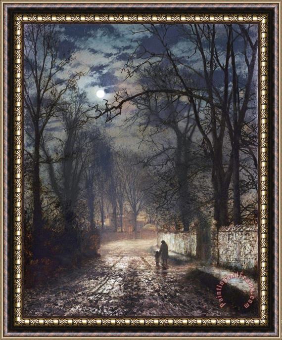 John Atkinson Grimshaw A Moonlit Lane Framed Painting