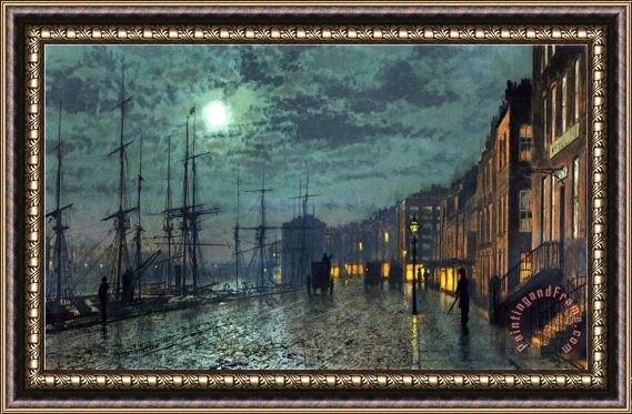 John Atkinson Grimshaw City Docks by Moonlight Framed Painting