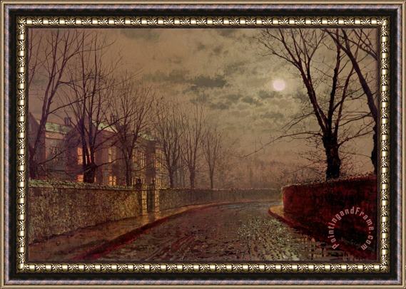 John Atkinson Grimshaw Moonlit Street Scene 1882 Framed Painting