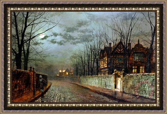John Atkinson Grimshaw Old English House Moonlight After Rain 1883 Framed Painting