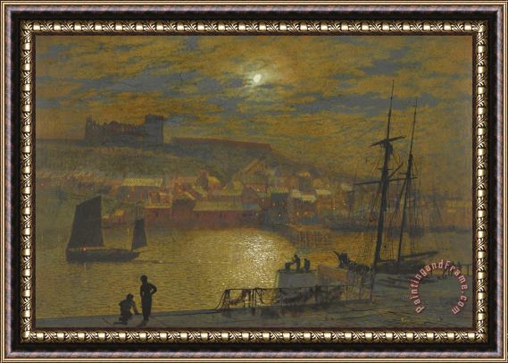 John Atkinson Grimshaw Whitby From Scotch Head, Moonlight on The Esk Framed Painting
