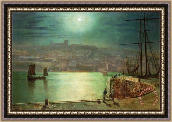John Atkinson Grimshaw Whitby Harbour by Moonlight 1870 Framed Print