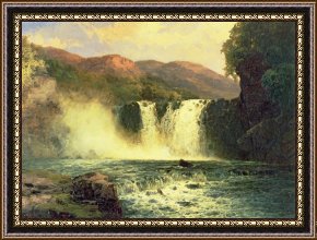 The Waterfall Framed Paintings - The Waterfall by John Brandon Smith