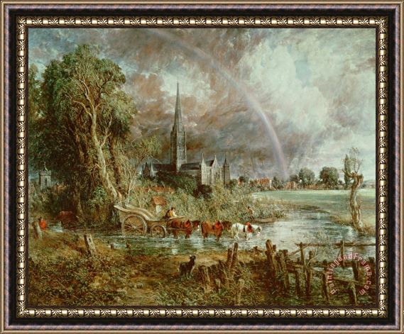 John Constable Salisbury Cathedral From the Meadows Framed Painting