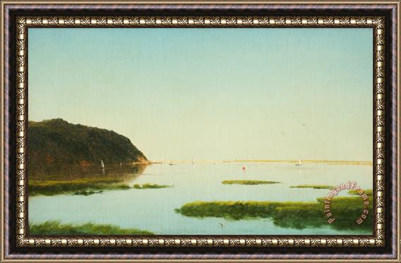 John F Kensett View of The Shrewsbury River, New Jersey Framed Painting