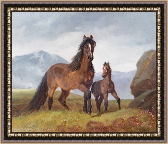 John Frederick Herring Snr A Welsh Mountain Mare and Foal Framed Print