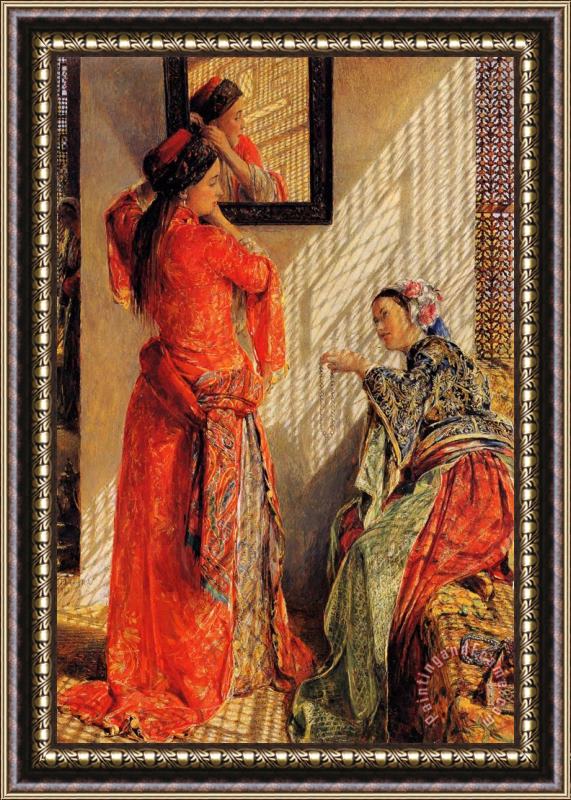 John Frederick Lewis Indoor Gossip, Cairo Framed Painting