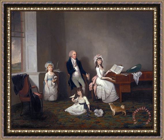 John Greenwood John Richard Comyns of Hylands, Essex, with His Daughters Framed Painting