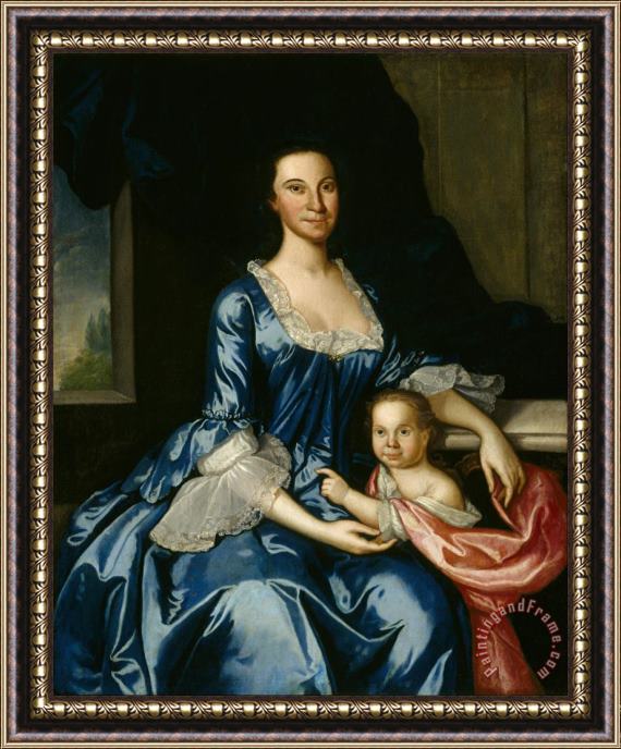 John Hesselius Portrait of Mrs. Matthew Tilghman And Her Daughter, Anna Maria Framed Print