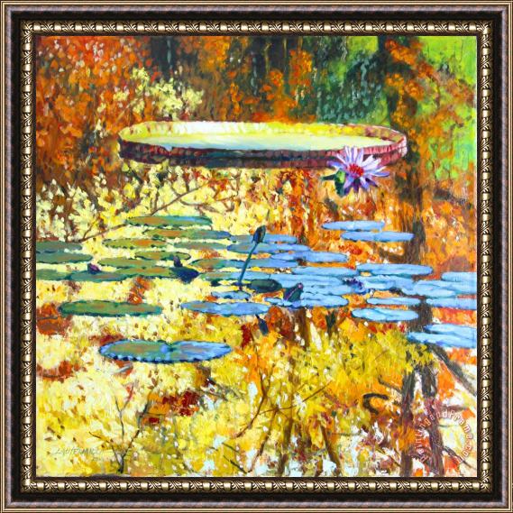 John Lautermilch Fall Colors on the Lily Pond Framed Painting
