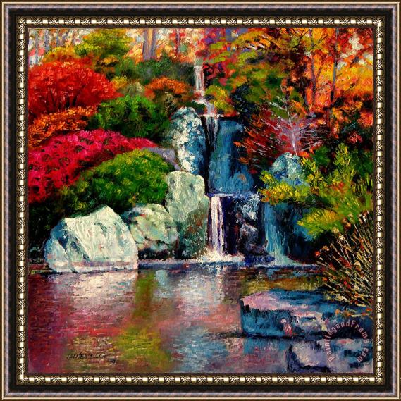 John Lautermilch Japanese Waterfall Framed Painting