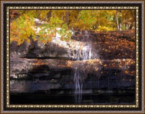 The Waterfall Framed Paintings - Waterfall in Creve Coeur by John Lautermilch