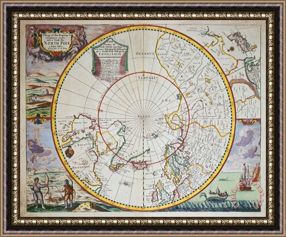 John Seller A Map of the North Pole Framed Print
