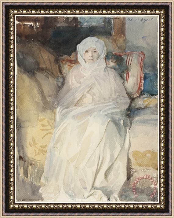 John Singer Sargent Mrs. Gardner in White Framed Painting