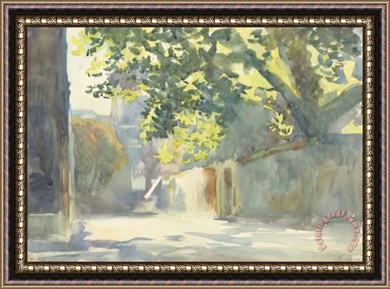 John Singer Sargent Sunlit Wall Under a Tree Framed Painting