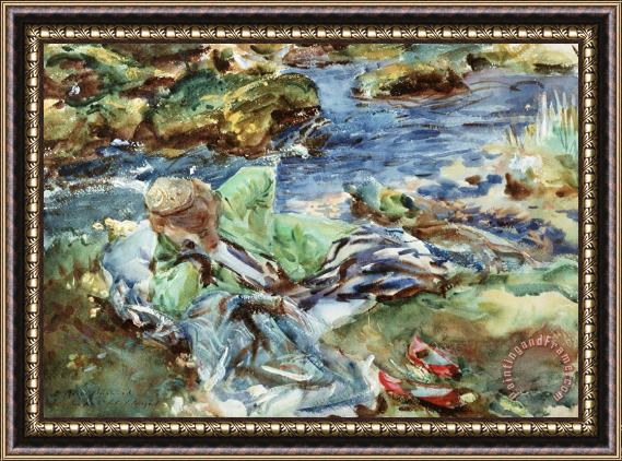John Singer Sargent Turkish Woman by a Stream Framed Painting