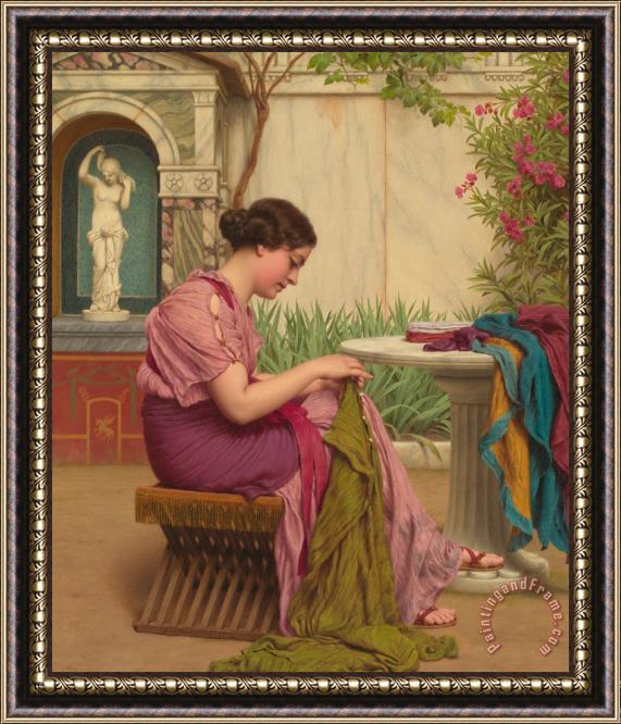 John William Godward A Stitch Is Free Or A Stitch In Time 1917 Framed Painting