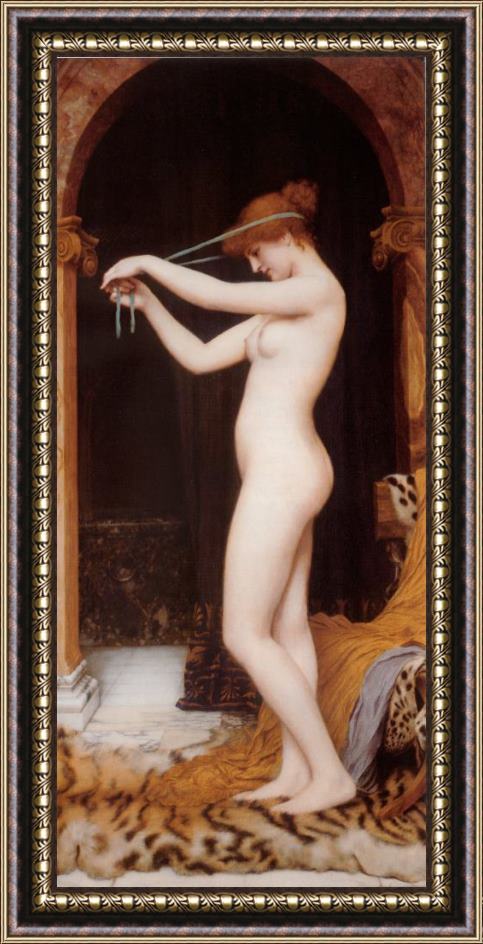 John William Godward Venus Binding Her Hair Framed Print