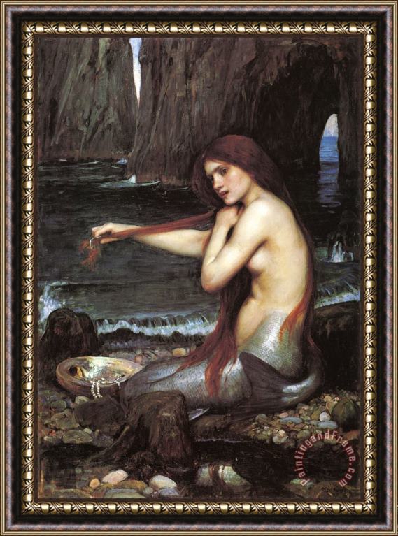 John William Waterhouse A Mermaid Framed Painting
