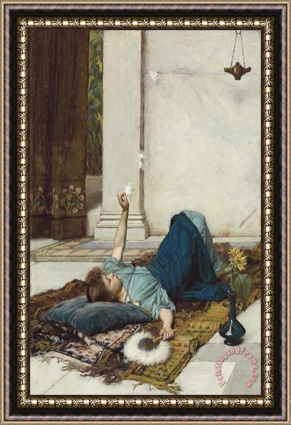 John William Waterhouse The White Feather Fan Framed Painting