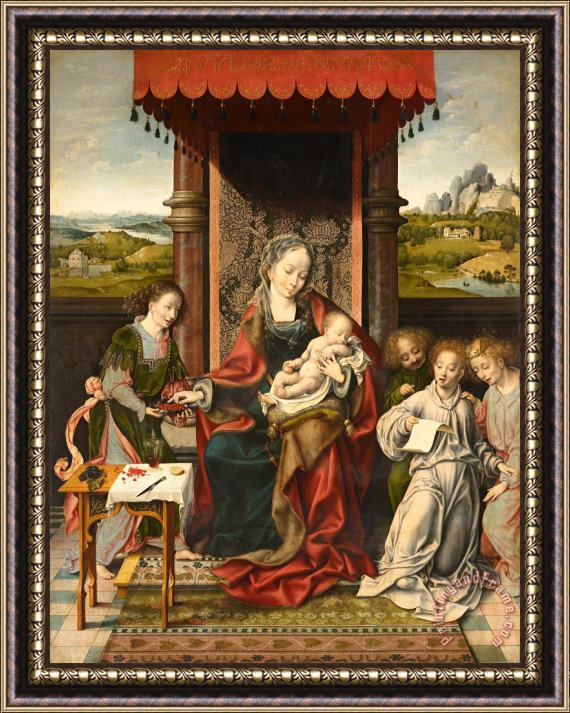 Joos van Cleve Virgin And Child with Angels Framed Painting