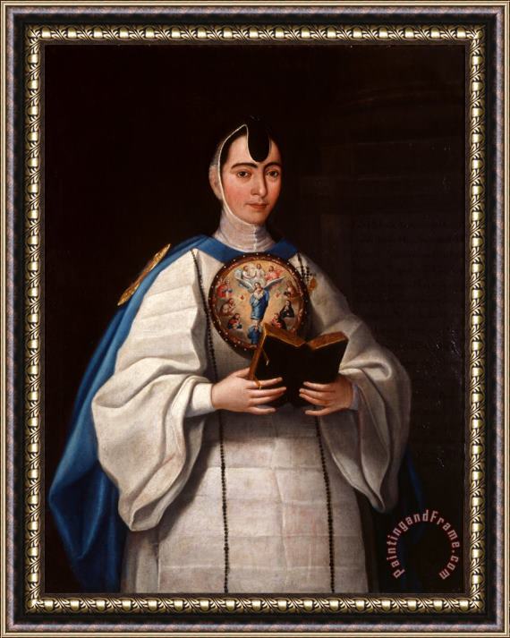Jose Maria Vazquez Portrait of Sister Maria Antonia Del Corazon De Jesus Framed Painting
