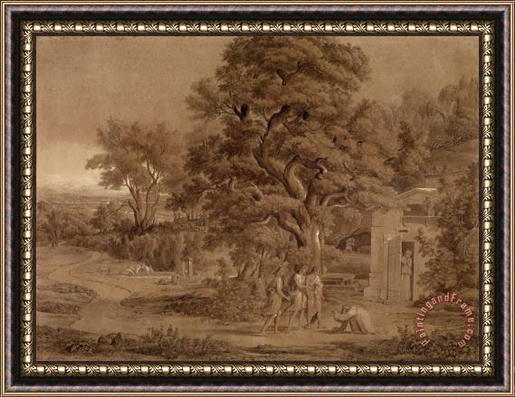 Joseph Anton Koch Landscape with Abraham And The Three Angels in The Valley of Mambre Framed Painting
