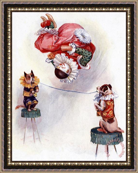 Joseph Finnemore Dog And Clown Circus Act Framed Print