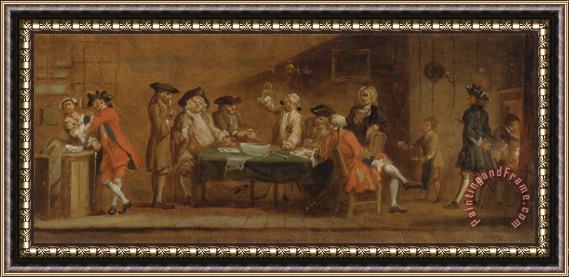 Joseph Highmore Figures in a Tavern Or Coffee House Framed Painting