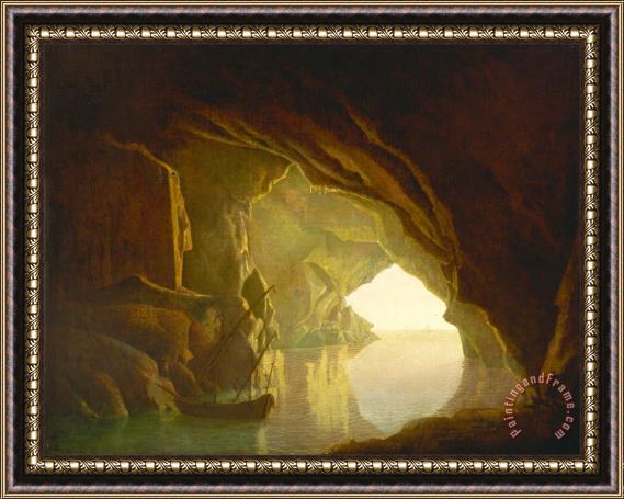 Joseph Wright  A Grotto in The Gulf of Salerno, Sunset Framed Painting