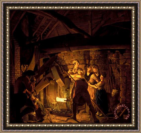 Joseph Wright  An Iron Forge Framed Painting
