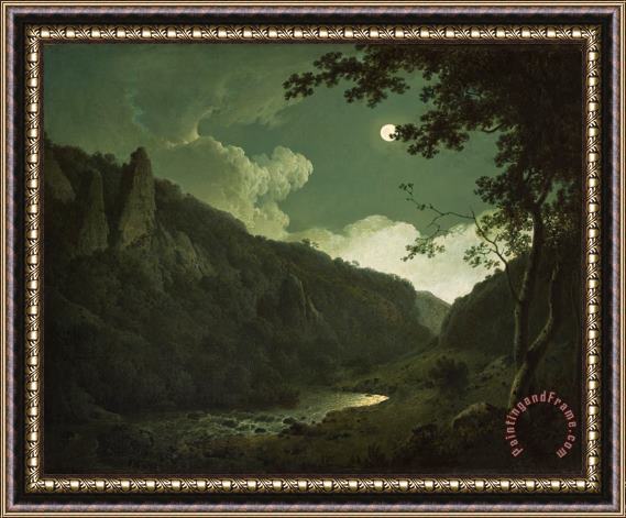 Joseph Wright of Derby Dovedale by Moonlight Framed Print