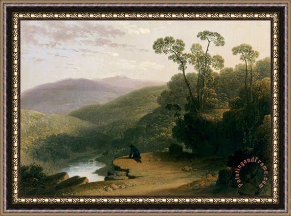 Joshua Shaw Natural Bridge No.1; View From The Arc of The Bridge Looking Down The Creek, Rockbridge County, Virginia Framed Painting