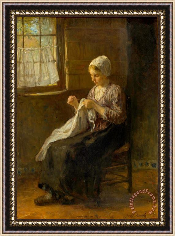 Jozef Israels The Young Seamstress Framed Print
