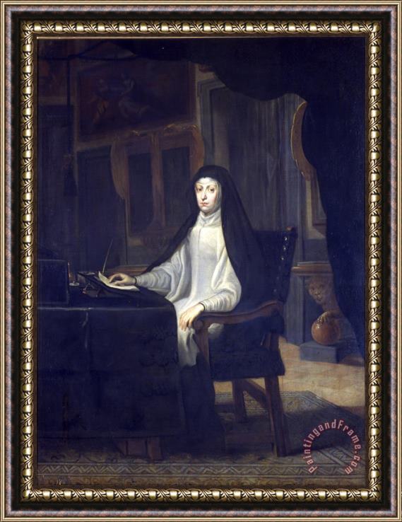 Juan Carreno de Miranda Retrato De Dona Mariana De Austria Framed Painting