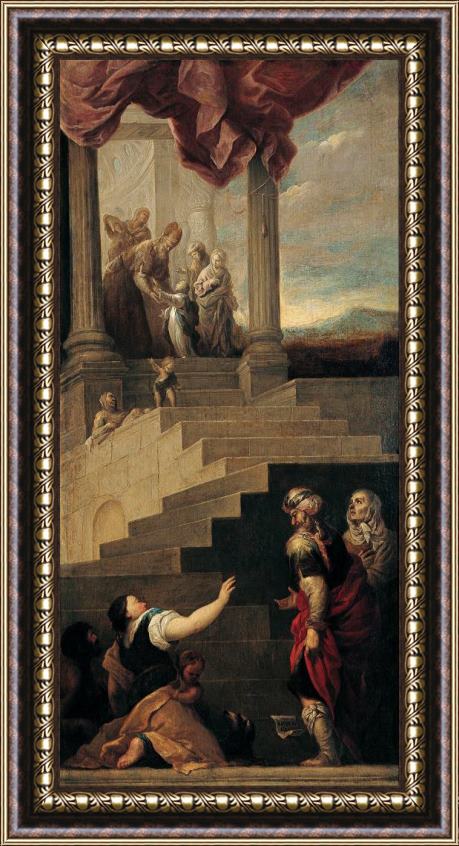 Juan de Sevilla Introduction of The Virgin in The Temple Framed Print