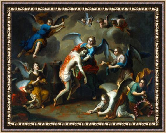 Juan Patricio Morlete Ruiz Christ Consoled by The Angels Framed Painting