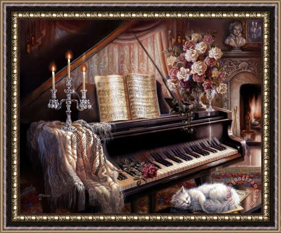 Judy Gibson Sonata by Firelight Framed Painting
