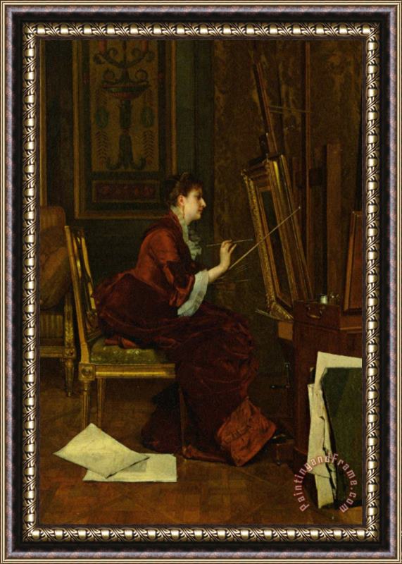 Jules Adolphe Goupil The Artist in Her Studio Framed Print