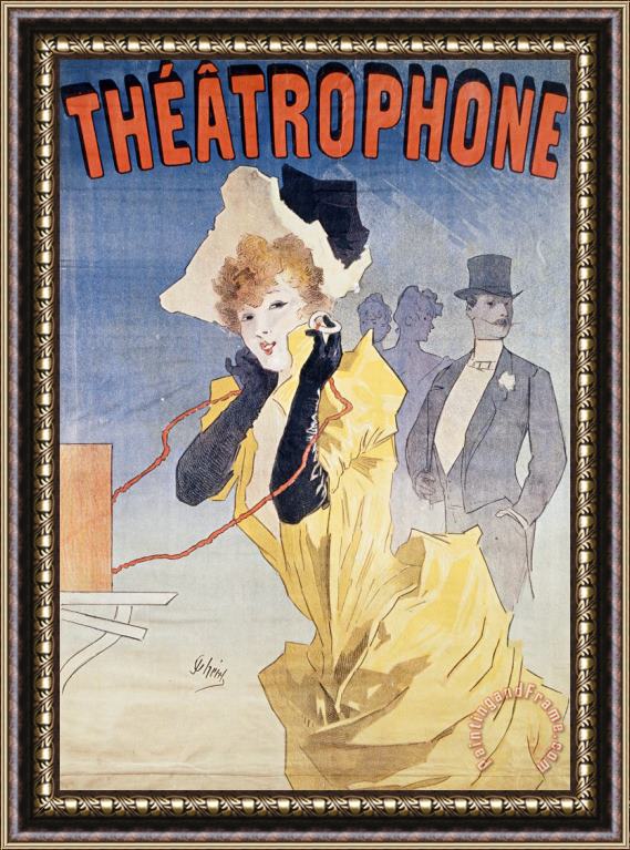 Jules Cheret Poster Advertising the Theatrophone Framed Painting