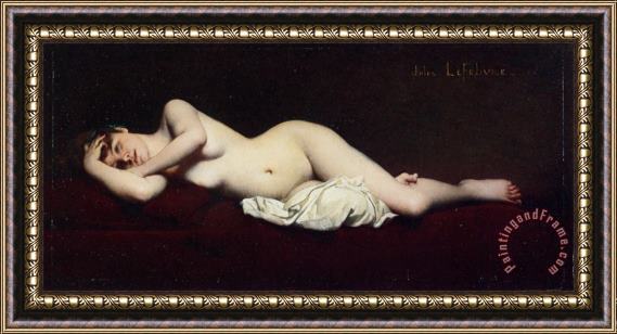 Jules Joseph Lefebvre A Reclining Nude Framed Painting